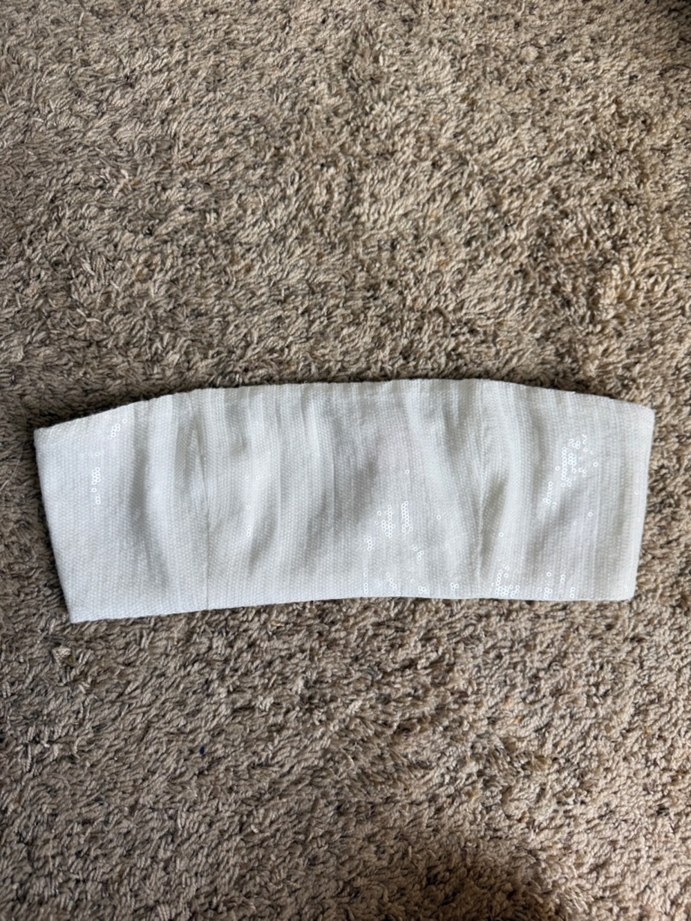 White Sequin Strapless Tube Top